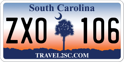 SC license plate ZXO106