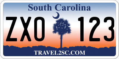 SC license plate ZXO123