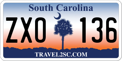 SC license plate ZXO136