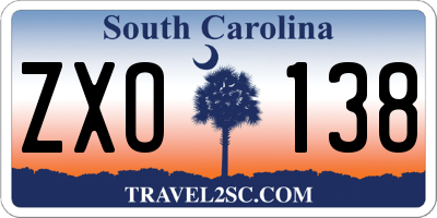 SC license plate ZXO138