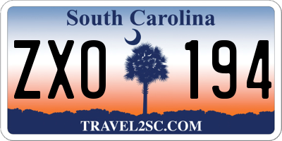 SC license plate ZXO194