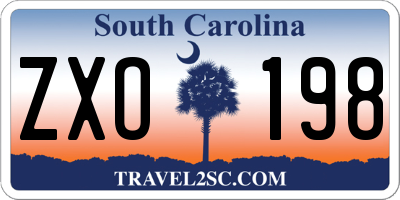 SC license plate ZXO198