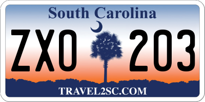 SC license plate ZXO203