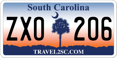 SC license plate ZXO206
