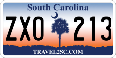 SC license plate ZXO213