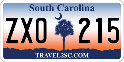SC license plate ZXO215