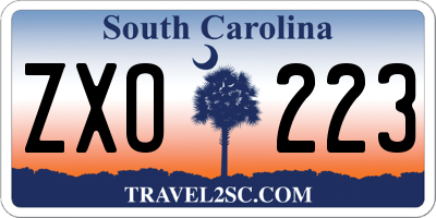 SC license plate ZXO223