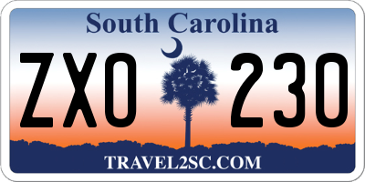 SC license plate ZXO230