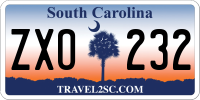 SC license plate ZXO232