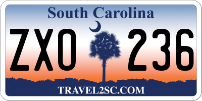 SC license plate ZXO236
