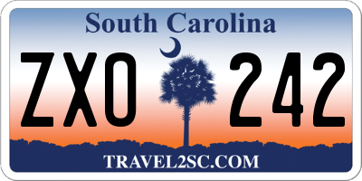 SC license plate ZXO242