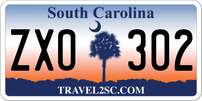 SC license plate ZXO302