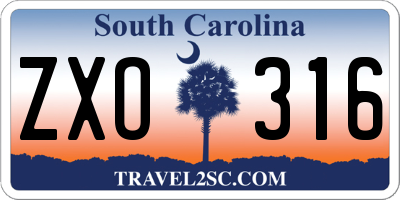 SC license plate ZXO316
