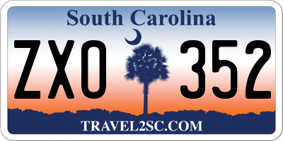 SC license plate ZXO352
