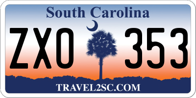 SC license plate ZXO353