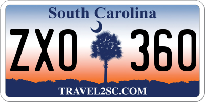SC license plate ZXO360