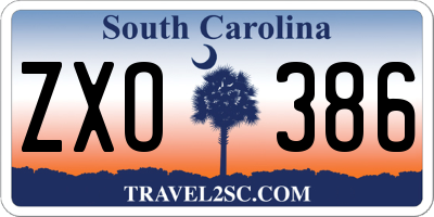 SC license plate ZXO386