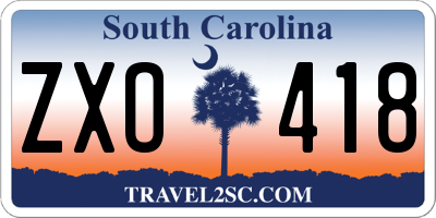SC license plate ZXO418