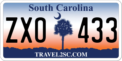 SC license plate ZXO433