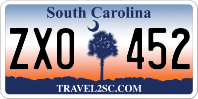 SC license plate ZXO452