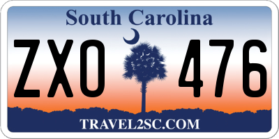SC license plate ZXO476