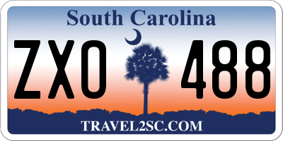 SC license plate ZXO488