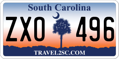 SC license plate ZXO496
