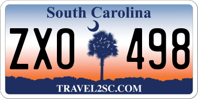 SC license plate ZXO498