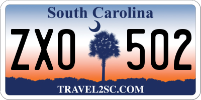 SC license plate ZXO502