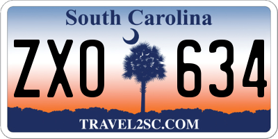SC license plate ZXO634