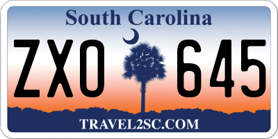 SC license plate ZXO645