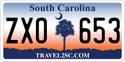 SC license plate ZXO653