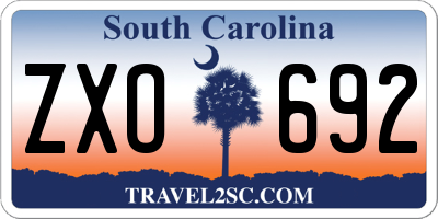 SC license plate ZXO692