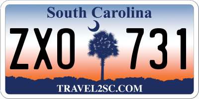 SC license plate ZXO731
