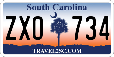 SC license plate ZXO734
