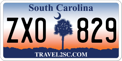 SC license plate ZXO829