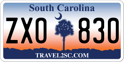 SC license plate ZXO830