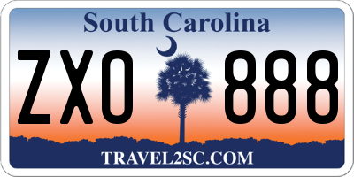 SC license plate ZXO888