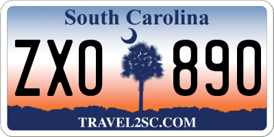 SC license plate ZXO890