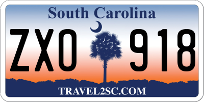 SC license plate ZXO918