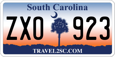 SC license plate ZXO923