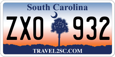 SC license plate ZXO932
