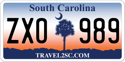 SC license plate ZXO989