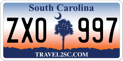 SC license plate ZXO997