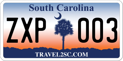 SC license plate ZXP003