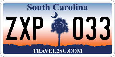SC license plate ZXP033