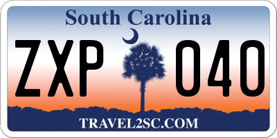 SC license plate ZXP040
