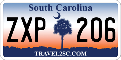 SC license plate ZXP206