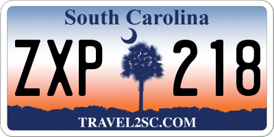 SC license plate ZXP218