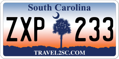 SC license plate ZXP233